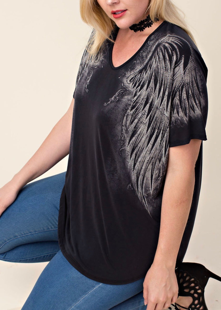 Angel Wing V-Neck Tee