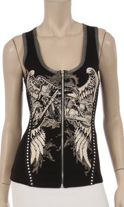 Motorcycle Rhinestone Zip-Up Vest